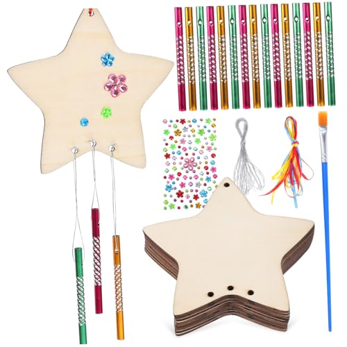 MUSISALY 1 Satz Stern-Windspiel-Set Schmuckherstellungsset Für Kinder Windspiele Glockenspiel Windglocke Handgefertigtes Windspiel Windspiele Für Kinder Selber Machen Windspiel-Sets Hölzern von MUSISALY