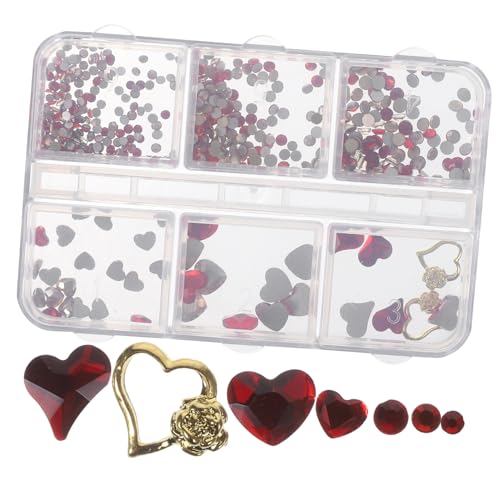 MUSISALY 1 Schachtel Nail-Art-Zubehör herzform heartstopped Nagelcharms Strassmaterial glitzersteinchen schmuck deko Nailart-Strasssteine Nail Strass-Kit Nagelanhänger in großen Mengen rot von MUSISALY