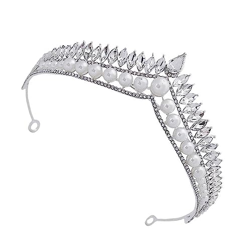 MUSISALY 1 Stk Diamant-Stirnband-Krone Hochzeits-Haarband Hochzeit Stirnband Perlen Tiara haarschmuck halloween wedding hair accessories Brautkrone Hochzeit Haarbänder helle Perle Silver von MUSISALY