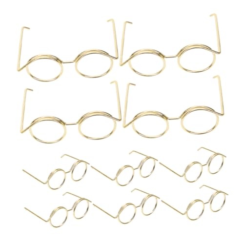 MUSISALY 10st Puppenzubehör Lustige Brillendekore Puppe Mini-Brille DIY-puppenbrille Puppenbrille Schwarz Mini-gläser Zum Basteln Mini-puppenbrille Zum Basteln Puppenbrillen Metall Golden von MUSISALY