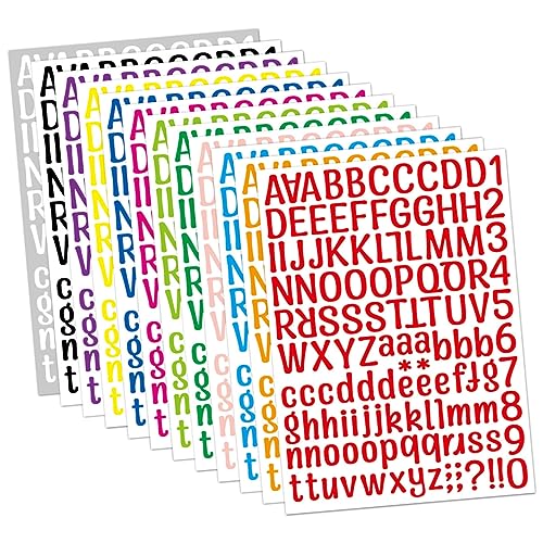 MUSISALY 12 Blätter Aufkleber mit englischen Buchstaben Scrapbooking-Aufkleber Briefe für Schwarzes Brett Vinyl Sticker Vinyl Aufkleber Zahlenaufkleber Aufkleber für Mülleimer Colorful von MUSISALY