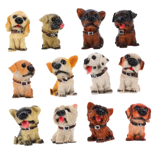 MUSISALY 12 Stück Künstliches Hundespielzeug Hundefiguren Hundeschmuck Hundeornament Desktop Ornament Welpenform Figuren Welpenfiguren Harz von MUSISALY