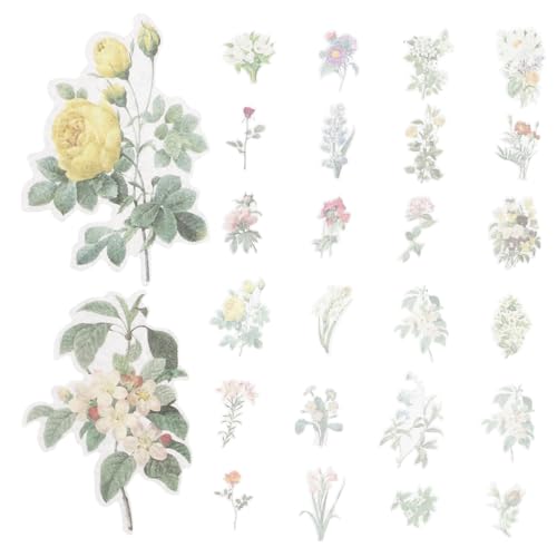 MUSISALY 120St Vintage Blumen Aufkleber Ästhetische Aufkleber für das Journaling Aufkleber für Fotoalben Scrapbooking Sticker Scrapbook Stickers dekorative Aufkleber Planer-Journal-Label von MUSISALY