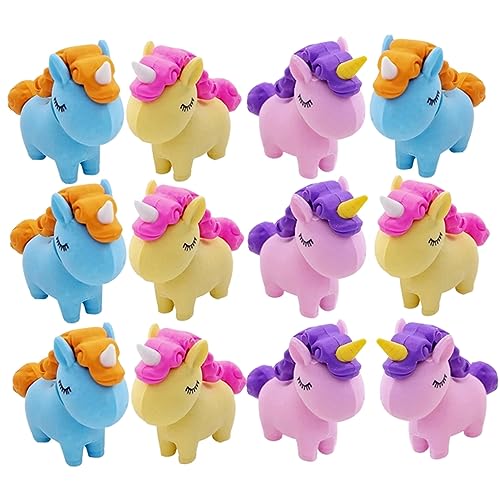 MUSISALY 12St Radiergummi 3D-Puzzles für Kinder Bulk-Spielzeug für Kinder große Kinderpreise Massenspielzeug für Kinder Party Einhorn Gummis schreibtisch haustiere für kinder klassenzimmer von MUSISALY