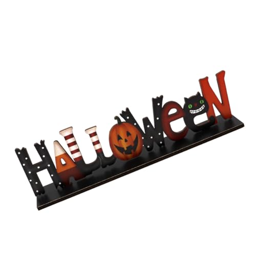 MUSISALY 1stk Halloween-Ornamente Wohnakzente Dekor Fotorahmen-Ornamente Halloween-tischauflagen Willkommener Halloween-tischaufsatz Gruseliges Zeichen Halloween-Dekoration Esstisch Hölzern von MUSISALY