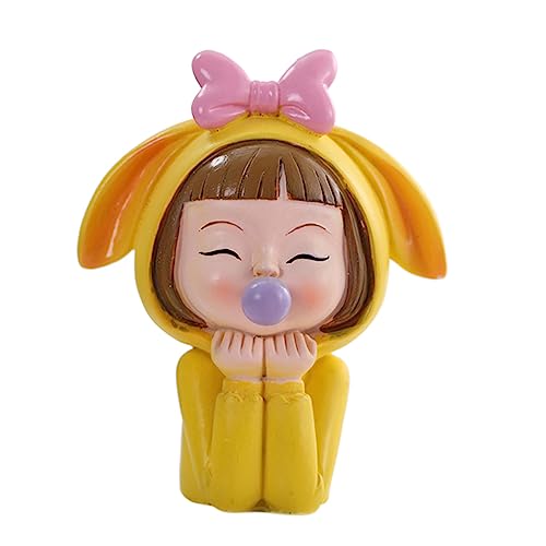 MUSISALY 1stk Mädchen Puppe Dekoration Außendekorationen Bubble-girl-figur Tortenverzierungen Für Kinder Dessert-ornament Kinder Dekor Miniatur-mädchenstatuen Blasendekor Kuchen Yellow Harz von MUSISALY