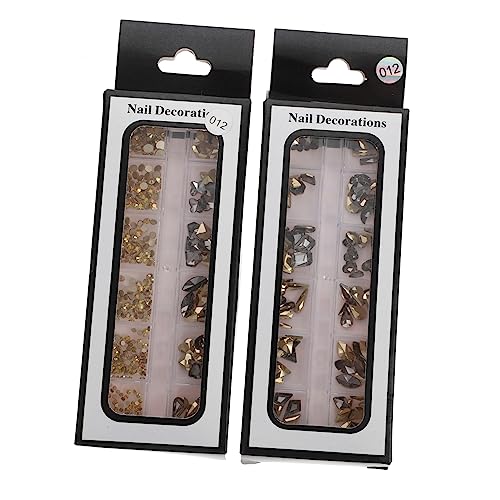 MUSISALY 2 Kisten Nail-Art-Zubehör Nagel Edelsteine Charms für Nagelzubehör Strasssteine ​​Edelsteine Maniküre-Dekore nail decoration nagelbeißer stop Nagelschmuck Nagelkunstzubehör Harz von MUSISALY