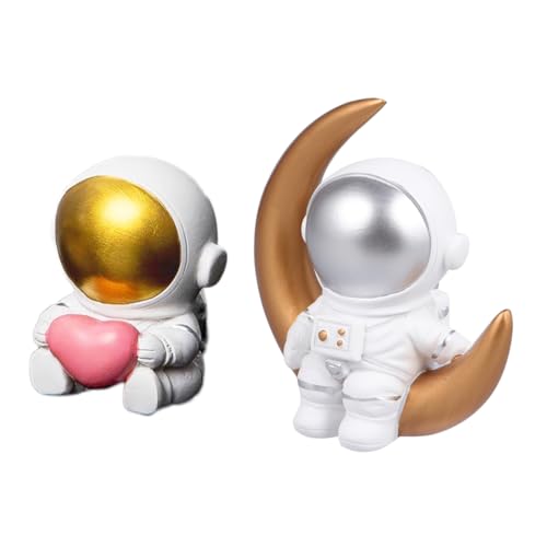 MUSISALY 2 Stk Ornamente Astronaut Kuchen Spielzeug Mini-Spielzeug Kuchenverzierung Figuren Wohnkultur kinder geburtstagsdeko kindergeburtstags dekoration Kuchenornament aus Kunstharz von MUSISALY