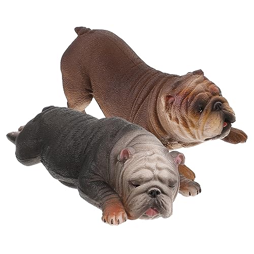 MUSISALY 2 Stück Simulierte Französische Bulldogge Ornament Welpe Hundemodelle Für Die Dekoration Realistisches Hundemodell Hundefigur Statue Tischdekoration Hundeornament von MUSISALY