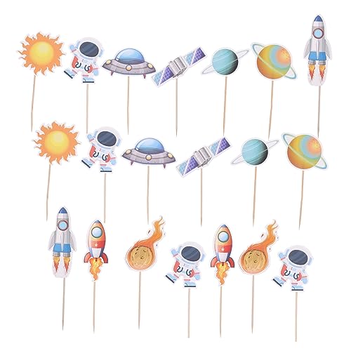 MUSISALY 20st Astronautenkucheneinsatz Raketen-cupcake-picks Raketen-cupcake-topper Kuchendekoration Für Die Babyparty Alles Zum Geburtstag Dekor Weltraum-cupcake-topper Planet Papier von MUSISALY