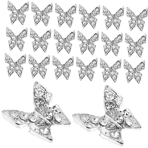 MUSISALY 20st Butterfly-nagelbohrer Schmetterling Dekor Für Diy Feiertagsschmetterlingsdekor Zarter Schmetterlingsnagel Zartes Nageldekor Stylischer Schmetterlingsnagel Legierung Silver von MUSISALY