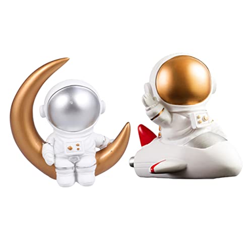 MUSISALY 2St Astronauten-Ornamente Tischdekoration für Astronautenpartys Miniatur-Astronautenspielzeug Tortendekoration kinder geburtstagsdeko Party-Cupcake-Ornamente Party-Ornament Harz von MUSISALY