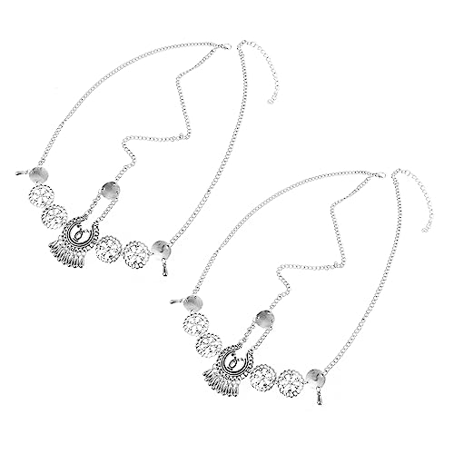 MUSISALY 2st Böhmische Haarkette Böhmisches Kettenstirnband Tiara Für Die Hochzeit Der Braut Damen Stirnbänder Hochzeitshaarschmuck Für Frauen Braut- -stirnkette Legierung Silver von MUSISALY