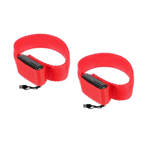 MUSISALY 2st Led-leuchtarmband Strumpf Stuffer Sicherheitsarmband Nachtlaufarmband Leuchtende Armbänder Armbänder Strumpf Stuffer Leckereien Blinkendes Sportarmband Rot Stoff von MUSISALY