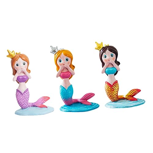 MUSISALY 3St Meerjungfrau wohnungsdeko Desk Decoration Mermaid Toy Mermaid Cartoon Mermaid Stitch tortendeko Desktop-Schmuck Desktop-Ornament Kuchendekoration dekorative Puppe Harz von MUSISALY