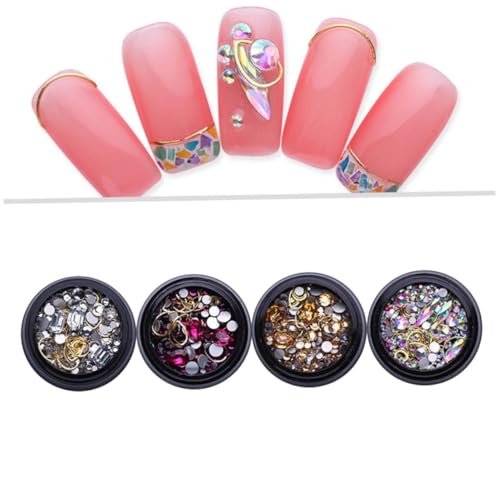 MUSISALY 4 Kisten Nagelabziehbilder nagelsteine gelnägel nail decoration set für maniküre набор для маникюра Nagelkunstset Nagelkunstdekoration mit Strasssteinen Nagelkunst-Tätowierung von MUSISALY