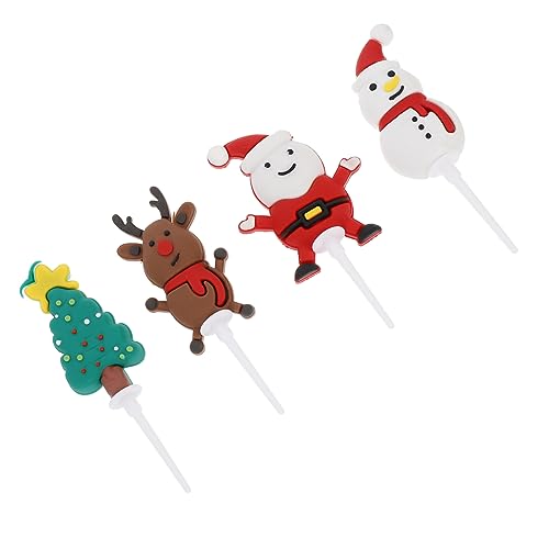 MUSISALY 4 Stück Weihnachtskuchen Einsatz Weihnachts Vorspeise Stäbchen Weihnachts Essenspieß Kuchen Ornament Vorspeisen Cupcake Picks Weihnachtsdekoration Dessert Einsatz Topper von MUSISALY