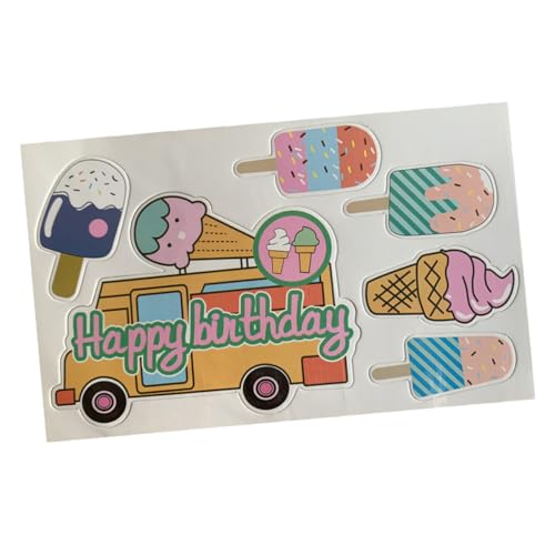 MUSISALY 42 Stück 7 Satz Cupcake-topper Geburtstagsparty Liefert Auto-ornament Eis Cupcake Topper Kuchenverzierungen Autodekoration Dessert-zahnstocher-topper Obstkuchen Fruchtdekor Bambus von MUSISALY