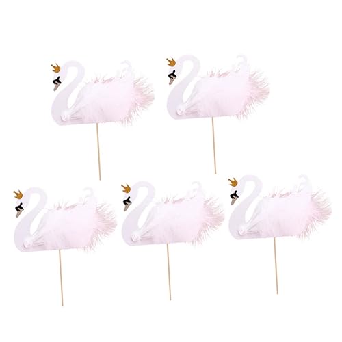 MUSISALY 5st Kucheneinsatz Schwanenkuchen-picks Hochzeits-cupcake-topper Futterschwanpicks Hochzeit Schwan Dessert-topper Hochzeitsdekoration Mini-spieße Für Vorspeisen Papier von MUSISALY