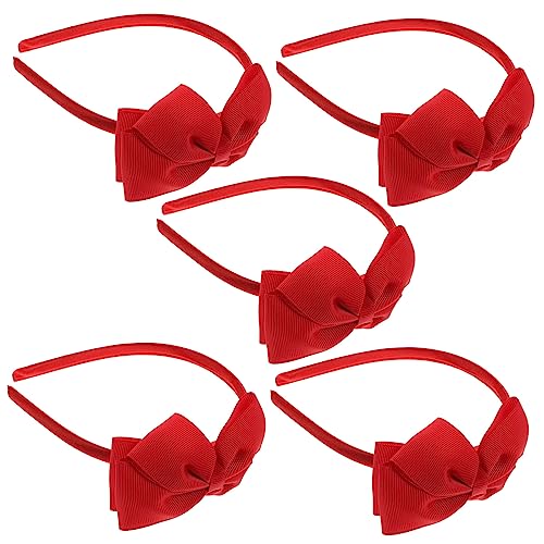 MUSISALY 5st Schleife Stirnband Stirnbänder Für Damen Party-kopfschmuck Weihnachtskopfkissen Make-up-stirnbandschleife Schleife Haarspange Haarschmuck Geripptes Stirnband Aus Polyester Rot von MUSISALY