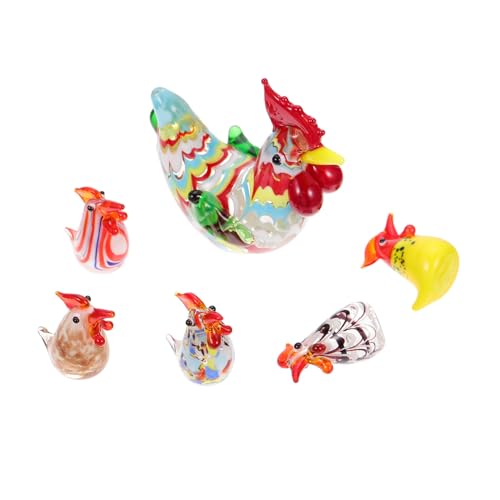 MUSISALY 6pcs Huhn Ornament Glas Desktop Decor Cock-entworfen Statue für Room Decor von MUSISALY