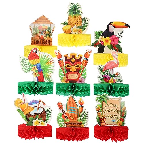 MUSISALY 9St Hawaiianisches Flamingo-Wabenornament Tropische Dekorationen hawaiianische Wabenmittelstücke Mottoparty Hawaii tischdeko Hawaii hawaiianische Partydekorationen Wabendekor von MUSISALY