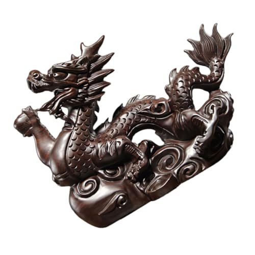 MUSISALY Dekorative Holzfigur Sternzeichen Drache Figur Dekoration in Drachenform Drachenstatue des chinesischen Sternzeichens Desktop-Drachenfiguren-Dekor Tisch-Drachen-Dekor hölzern Brown von MUSISALY