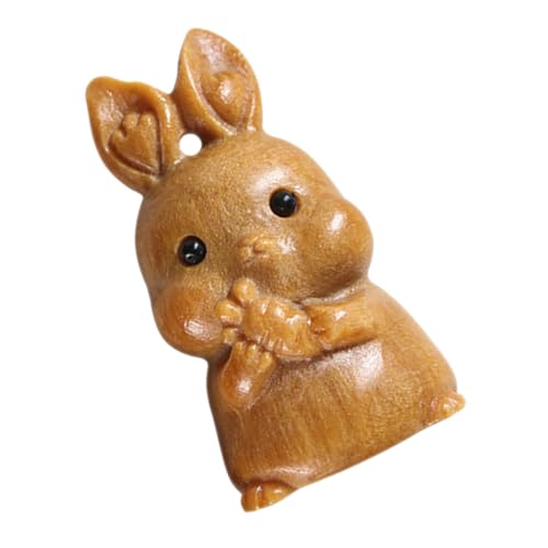 MUSISALY Kaninchenhandwerk kleine tierfiguren Kunsthandwerk Kaninchen Hasenfiguren Hasendekorationen aus Holz Hasenornament aus Holz Hase Tischdekoration Bürohasenfigur Coffee von MUSISALY