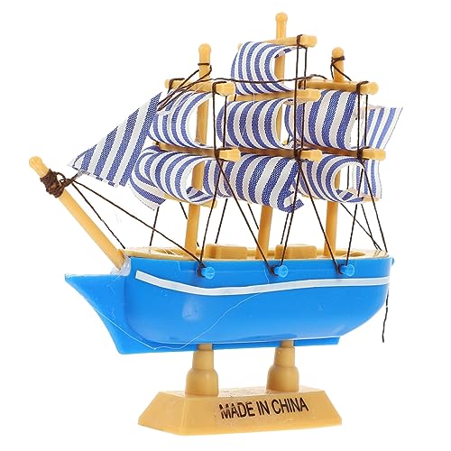 MUSISALY Mini-schiffsmodell Miniatur-mini-segelboot-modell Segelboot-ornamente Segelboot-statue Piraten-segelschiffsmodell Segelboot-figur Nautische Cupcake-topper Dekorativ Hölzern Blue von MUSISALY