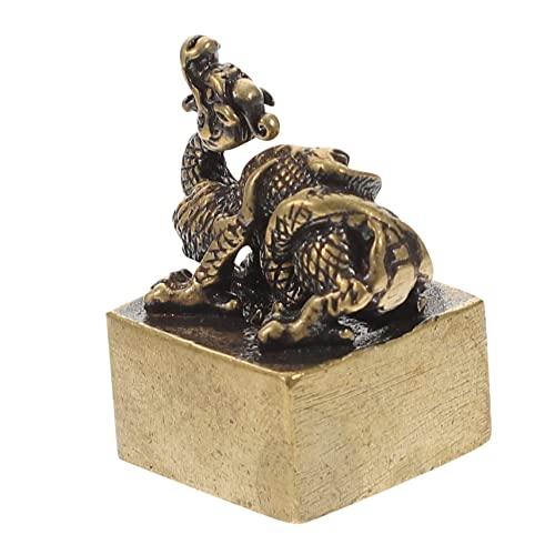 MUSISALY Qinglong-Siegel Vintage- altes Handwerk Miniaturdekoration dekorative Drachenstatue Desktop-Sternzeichen- Retro-Kupferdrache Chinesische Tierkreiszeichen Desktop- von MUSISALY