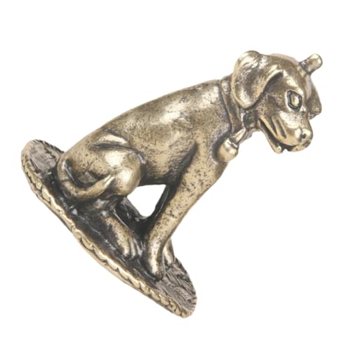 MUSISALY Retro-Welpen-Ornamente Hund-Statue-Ornament Miniatur-Tierdekor Desktop-Tierfigur Feng-Shui-Tier Tischdekoration für Hunde Kunsthandwerk aus Messing Tierfiguren aus Messing Golden von MUSISALY