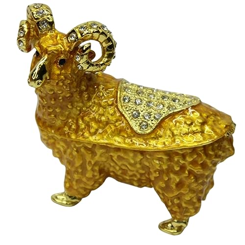 MUSISALY Schaf Schmuckschatulle Halsketten-schmuck-organizer Schafdekor Aus Emaille Tierfiguren Emaille-schmuckhalter Schaffigur Vintage Kommode Dekor Golden Magnetfeldschwächung von MUSISALY