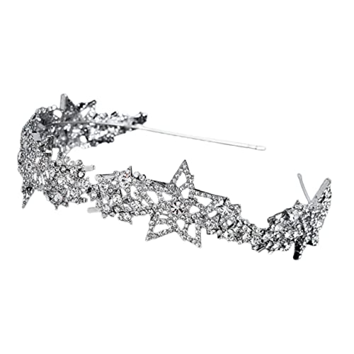 MUSISALY Sternkrone aus Strass Hochzeits-Tiara Stern-Haarschmuck Bankettkrone haar bänder wedding hair accessories Hochzeit Braut Kopfschmuck Hochzeit Brautkrone Stütze Legierung Silver von MUSISALY