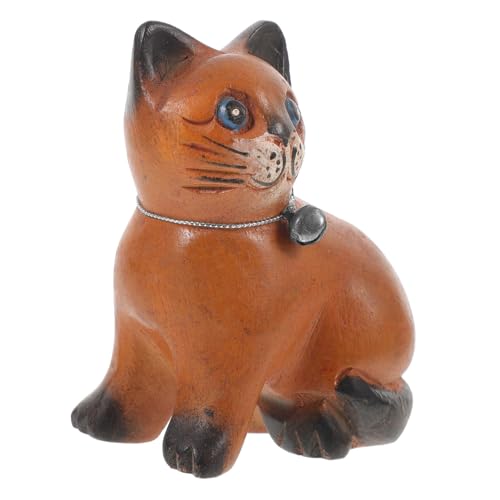 MUSISALY kleine Katze Miniatur-Katzenfigur Mikrolandschaftsornament Katze-Wohnkultur bücherregal Dekoration buchregal Dekoration Katzenskulptur Mini-Holzverzierungen hölzern Chocolate von MUSISALY