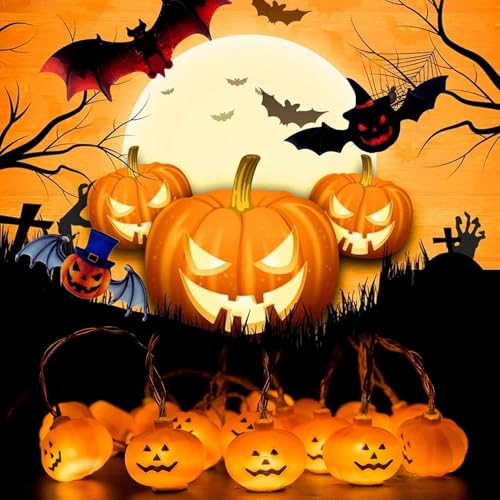 MUSUNIA Kürbis Lichterkette - Halloween Dekoration Lichterkette 3M 20 LED, batteriebetriebene Kürbis LED Lichter 2 Modi Anwendbar auf Halloween, Innen und Außenbereich von MUSUNIA