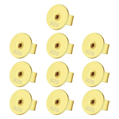 MUUYYI 10 Stück Runde Disc Ohrring Plugs Ohrringe Zurück Metall Ohrstecker Stopper Bequeme Verschlüsse für Schwere Ohrringe von MUUYYI