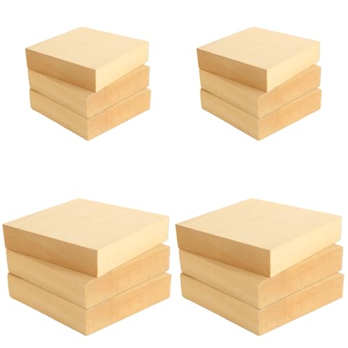 MUXHEL 12 Stück MDF-Holzplatten, 10,2 x 10,2 cm und 15,2 x 15,2 cm Holzquadrate, 2,5 cm dicke Holzblöcke für Handwerk, DIY-Projekte von MUXHEL