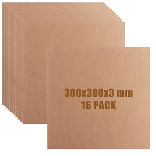 MUXHEL 16 Stück 3 mm MDF-Platten, 30 x 30 cm, quadratische MDF-Platten, MDF-Spanplatten, mitteldichte Faserplatte, MDF-Holzplatten für Handwerk, Malerei, DIY, Gravieren von MUXHEL