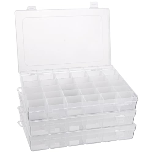 MUXHEL 3er-Set 36 Fächer Aufbewahrungsbox, 27.5 x 17.3 x 4.3cm Sortimentskasten, Sortimentsboxen, Plastik Aufbewahrungsbox Schmuck, Schrauben Sortierbox, Einstellbar Sortierkasten von MUXHEL