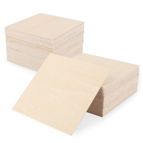 MUXHEL 40er-Set 1.5mm Lindenholz, 100 x 100mm Sperrholzplatten, Bastelholz Holzplatte, Holzplatten zum Basteln, Sperrholz für Laserprojekte, DIY Modell, Kunst und Handwerk, Gemälde von MUXHEL