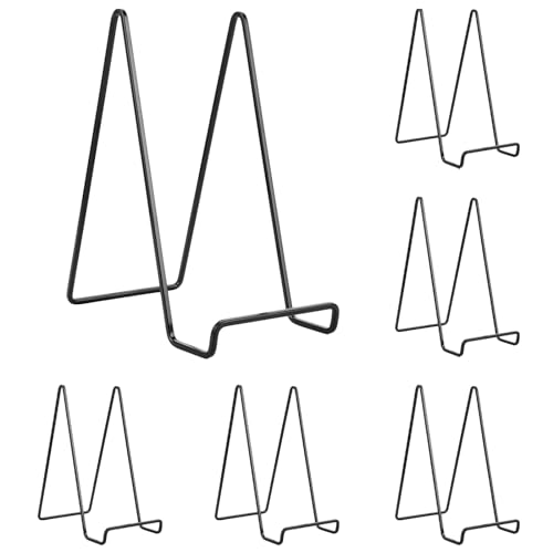 MUXHEL 6er-Set 8 Zoll Staffelei Aufsteller Teller Ständer Metall, Tellerständer, Schwarz Metall Tellerständer Tellerhalter, Eisen Staffelei fuer Teller, Display Ständer, bilderständer von MUXHEL