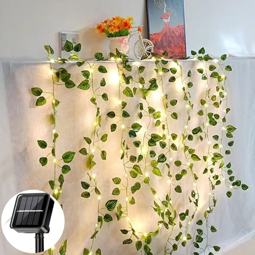 Solar Lichterkette Außen Künstliche Wassermelonenblätter Lichterkette 100 LEDs Balkon Dekoration Licht 10M / 33Ft Wasserdicht Solar Powered Girlande Lichterkette Outdoor für Garten, Bäume Terrasse von MUXIJIA