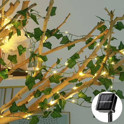 Solar-Lichterketten Außen Künstliche Ahornblatt-Lichterketten 100pcs LED-Balkon-Dekorationsleuchten 10M/33Ft Wasserdichte Solar-Girlanden-Lichterketten im Freien Garten, Bäume, Terrasse, Party von MUXIJIA