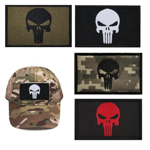 MUYAPAY 4 Stücke Patches Klett Militär Punisher Klett Patch Punisher Airsoft Patch Militär Klett Tactical Embroidery Patch,Für Taktische Kleidung Rucksack Baseballkappe Uniform Weste von MUYAPAY