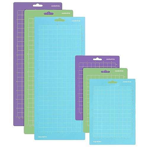 Zubehör Variety Grip Schneidematte für Cricut Joy (4,5" x 12",4,5" x6,5", 6 STK) mit Raster für Karten, Papier, Vinylfolie PlotterSchneide, Premium kleber, flexibel und haltba von MUYAPAY