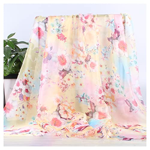 MUYUNXI Chiffon Stoff Meterware Chinesischer Stil Gedruckter Chiffon-Stoff Für Kleidungsdekoration 150 cm Breit Meterware Verkauft(Color:Pfirsichblütengelb) von MUYUNXI