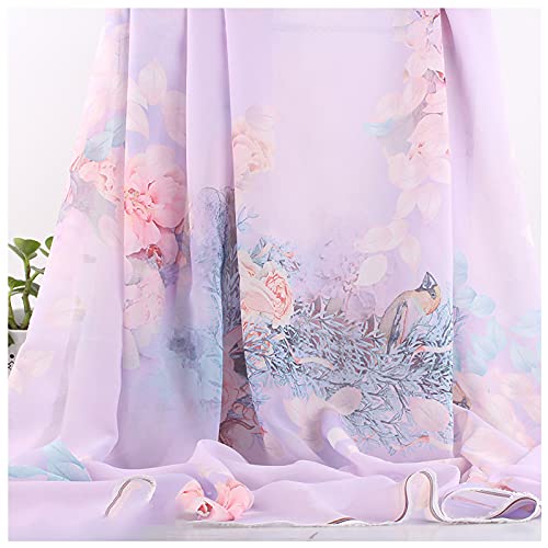 MUYUNXI Chiffon Stoff Meterware Für Stirnbänder Schal Kleidung Haargummis Hochzeiten Dekor Und Andere DIY Handwerk 150 cm Breit Meterware Verkauft(Color:Blütentrauben lila) von MUYUNXI