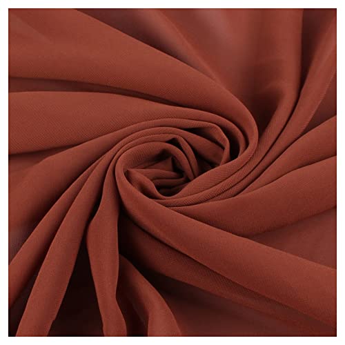 MUYUNXI Chiffon Stoff Meterware Pure Color Pearl Chiffon Stoff 150 cm Breit Meterware Verkauft(Color:Roter Kaffee) von MUYUNXI