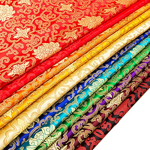 Seidenstoff Retro Satin Stoff Imitieren Sie Seidenbrokat Stoff Damast Jacquard Blumen Zum Basteln Patchwork Nähen Stoffbeutel Einwickeln Kostüm Tischdecke Vintage Cheongsam(Size:1m,Color:11 orange) von MUYUNXI