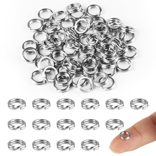 100 x kleine Schlüsselanhänger-Ringe, 8 mm, offene Biegeringe, geteilte Biegeringe, kleine geteilte Schlüsselringe zum Basteln, Schlüsselanhängerschlaufen, Edelstahl-Schlüsselanhängerringe für von MUZHUPGUZ